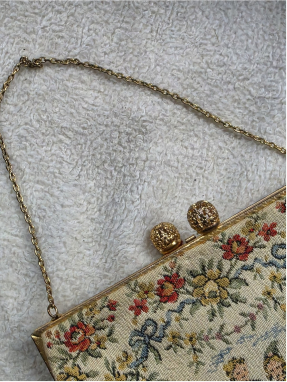 Vintage French Tapestry Purse HA & E Smith Bermuda Evening Bag Courting Scene EX - Picture 8 of 13